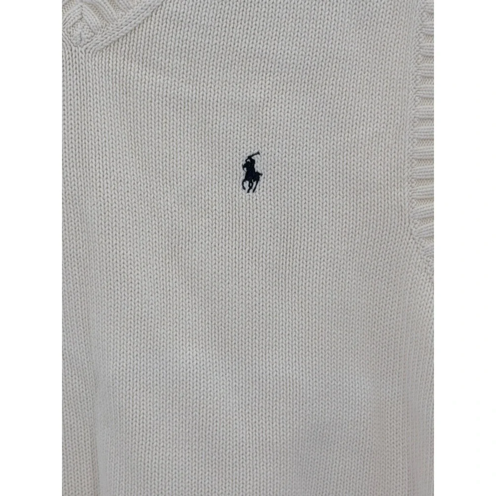 Polo Ralph Lauren Sweater Vest Mens XXL Cream V-Neck Cotton Knit Pony Logo